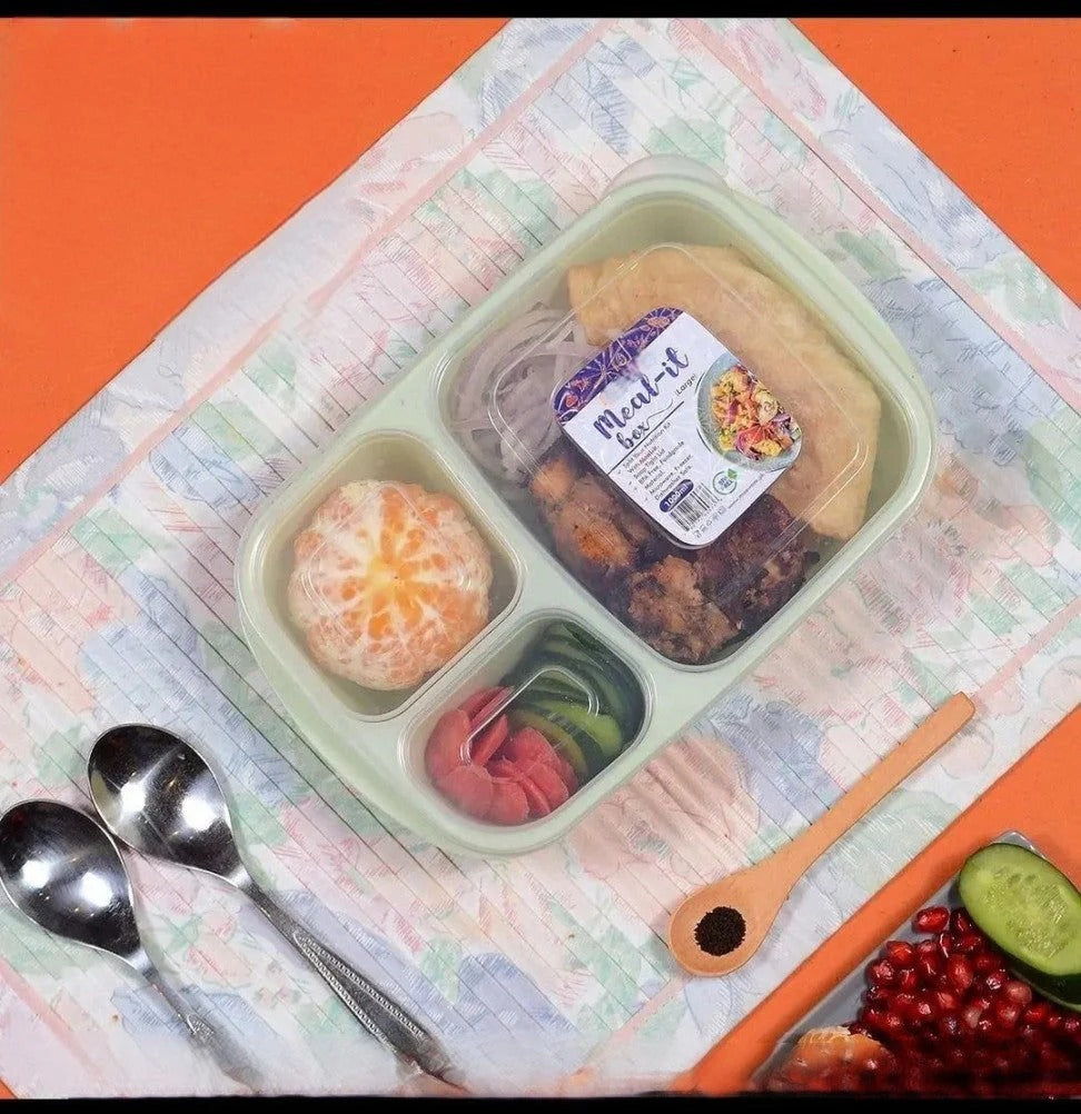 Meal-It 3-Compartment Lunch Box (1000 ml Large) – Leak-Resistant Meal Prep Container for Neatly Separated Food Items