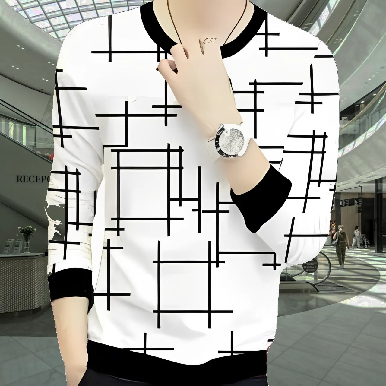 Long life Genuine full sleeves T shirt For Boys | Stay Stylish with a Black Lining Printed Zipper Jacket