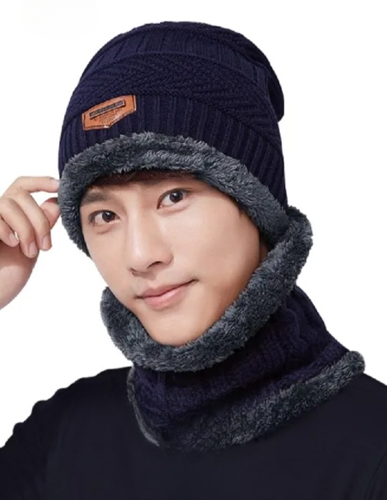 Wool Cap With Neck Warmer | Beanie And Scarf Set With Fleece Mask | Winter Thermal Wool Cap For Men And Women
