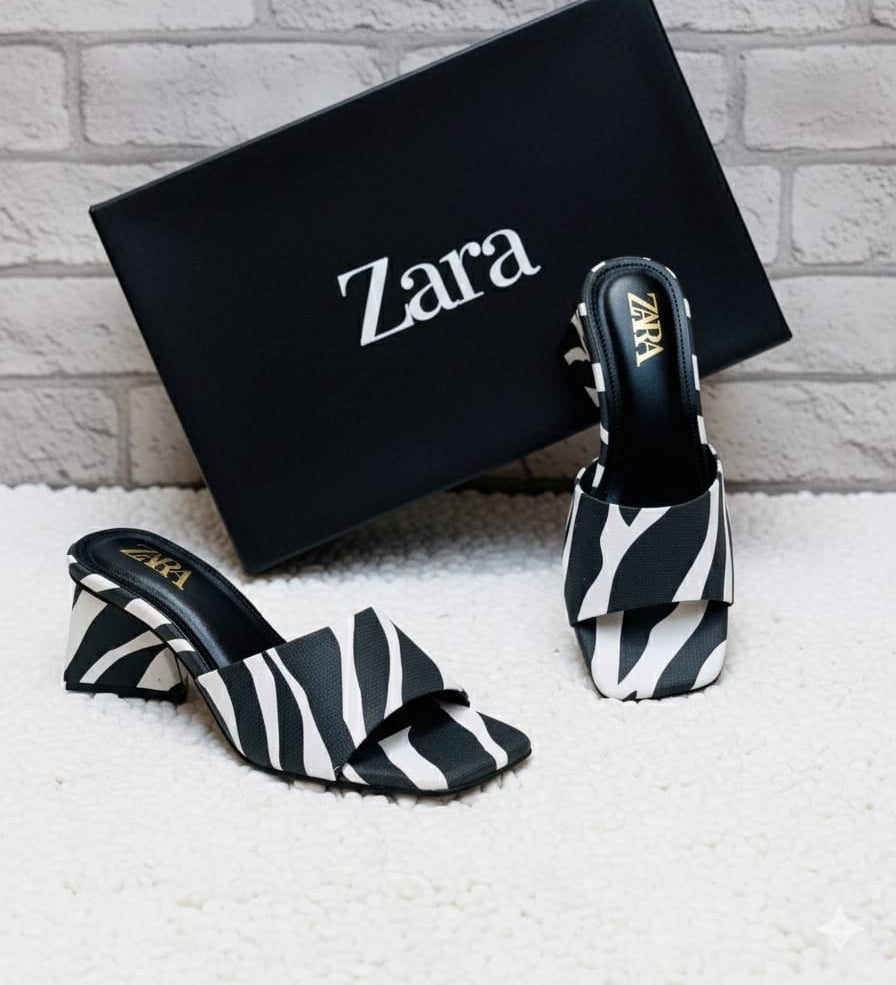 Zebra-Print Block Heel Mules – Essential Chic Collection