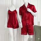 Couple Night Dress / Night Suit / Silk Sleepwear Set – 4-Piece Camisole & Shirt with Shorts | DC-C015