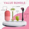 3-in-1 Facial Care Combo Pack – Marble Jade Roller, Ice Roller & Derma Roller Set