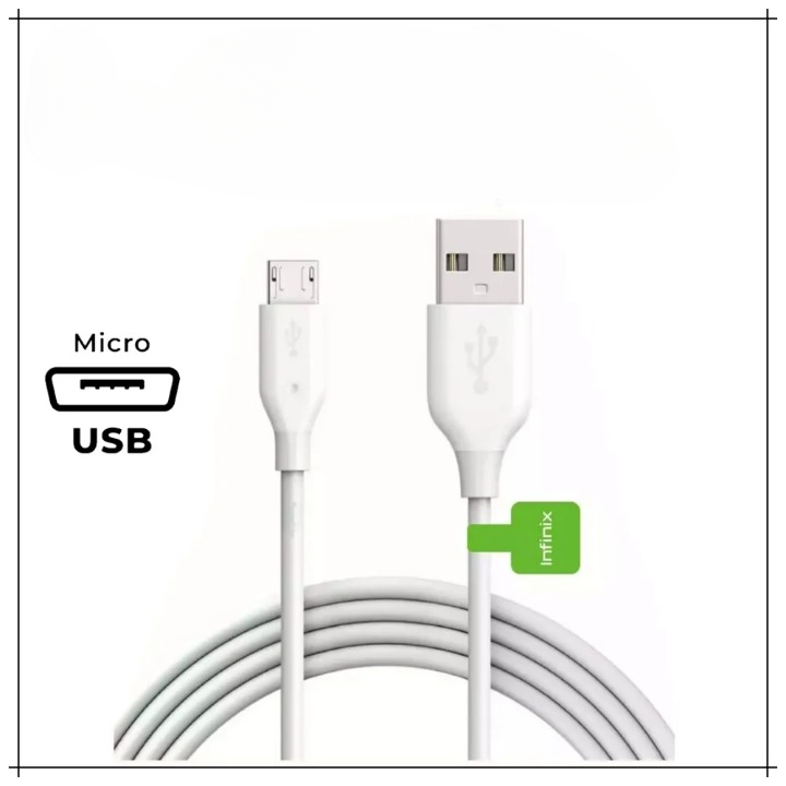 Infinix Copper Fast Charging Micro USB Data Cable – Durable White Charging & Sync Cable for Android Devices