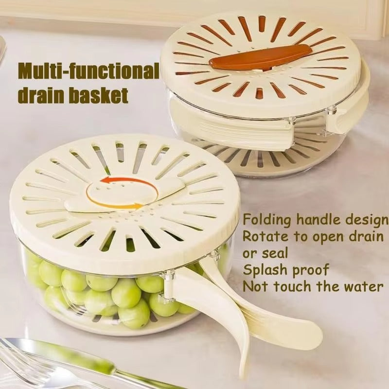 Multi-Functional Vegetable & Fruit Cleaning Basket | Folding Drainage & Storage Box | Fresh-Keeping Kitchen Filter Container - 1 Piece
