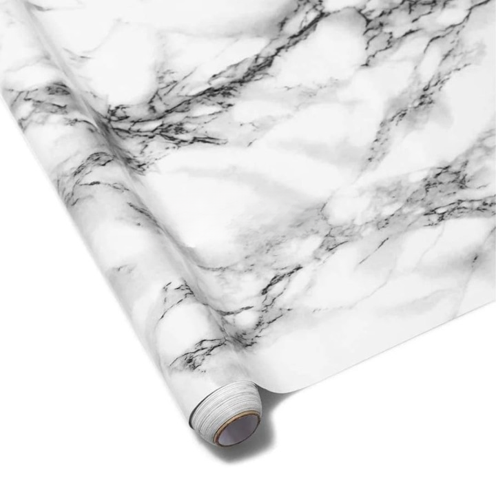 Self Adhesive White Marble Sheet Sticker For Kitchen, Cupboard, Wall – Anti Oil And Heat Resistant Wallpaper - SIZE 60X200
