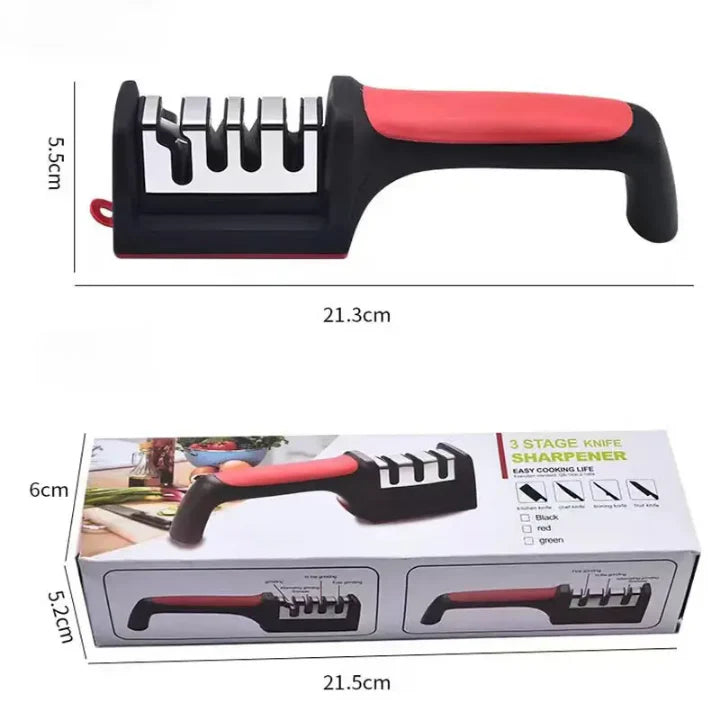 3-In-1 Diamond Coated Knife Sharpener Set with Ceramic Peeler – 3-Stage Kitchen Helper for Fruit & Meat Knives