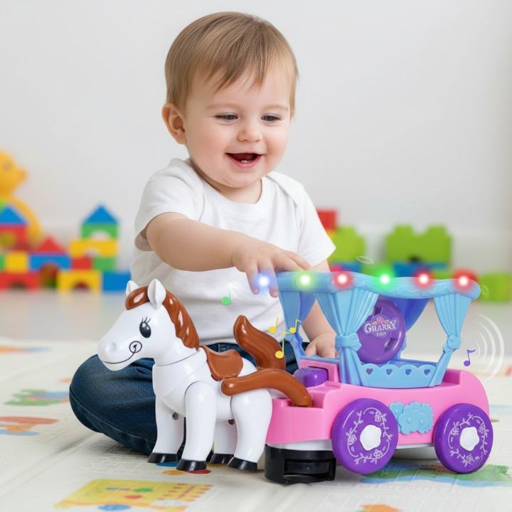 Cartoon Flash Carriage Musical Toy – Light & Sound Fun for Kids
