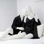 Premium Satin Silk Couple Gown Set (3 Pcs) – Elegant Matching Nightwear for Men & Women | Free Size | SKU: DC-C006