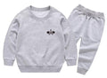 Grey Printed Fleece Winter Kids Tracksuit | Warm Sweatshirt & Trouser Set for Boys & Girls – Soft, Cozy & Stylish OutfitFOR BABY AND KIDS