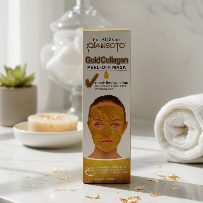 Qiansoto Gold Collagen Peel-Off Facial Mask – Anti-Aging & Skin Brightening Treatment (100ml)