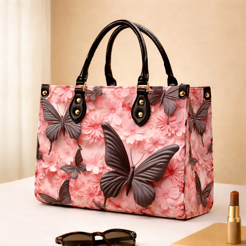 Premium Floral Print Tote Bag – Elegant Handcrafted Shoulder Bag with Top Handles