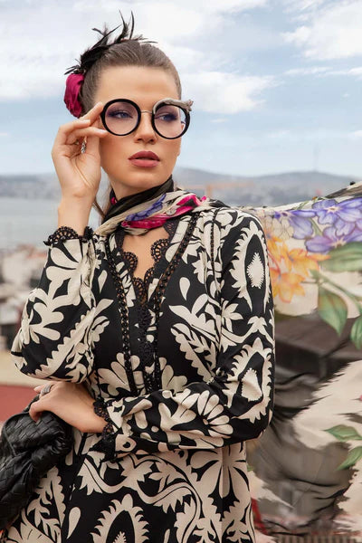 Elegant 3 Piece Embroidered Lawn Suit with Digital Print & Printed Chiffon Dupatta – Unstitched Summer Collection