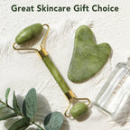 Jade Roller Facial Massager | Manual | With Gua Sha Tool | Natural Skincare | Relax & Refresh