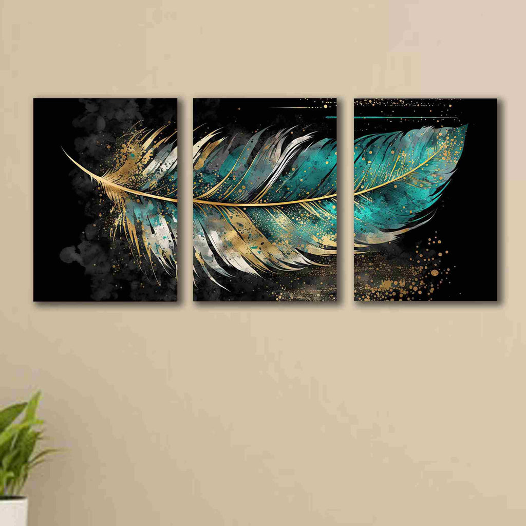 set of 3 leaf art wooden frames for wall decoration / sticky photo tiles