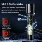 Ruilang  Portable Rechargeable Powerful LED Flashlight, Aluminum Alloy Zoom Flashlight