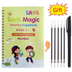Pack Of 4 Pcs With 10 Refill Copybooks Pen Magic Copy Book Free Wiping Children's Kid Writing Sticker Practice Copybook For Calligraphy
