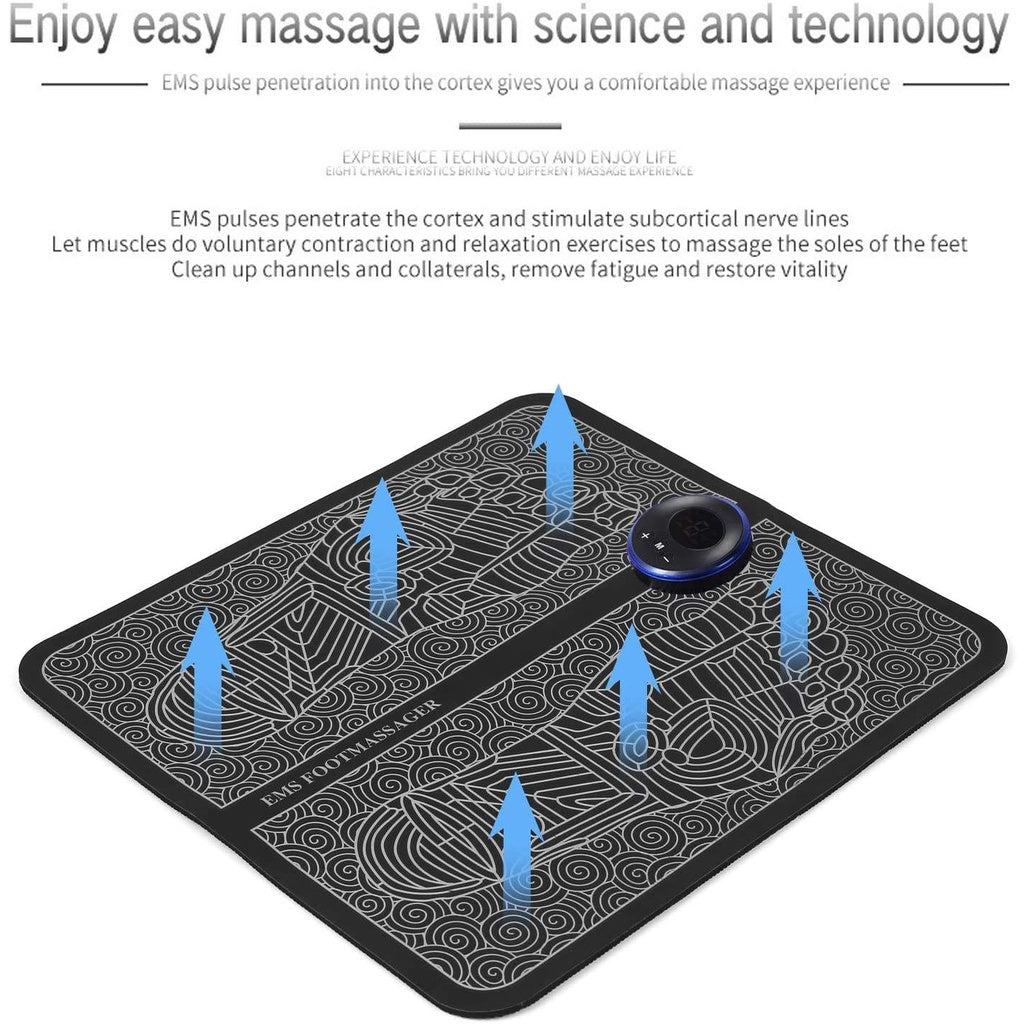 EMS Foot Massager Mat Electric USB Charging Smart Display Tens Acupuncture Feet Cushion Blood Circulation Pad Health Care Home (Without Box)