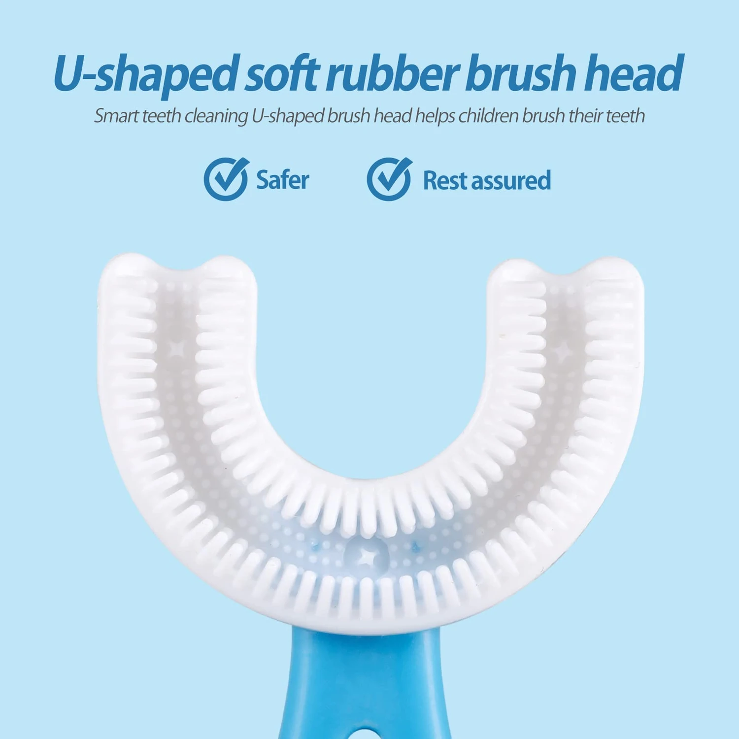 360 Degree U-Shaped Baby Toothbrush [Pack of 2] | Children Child Toothbrush Teethers Baby Brush Silicone Teeth Oral Care Cleaning | (Random Color)
