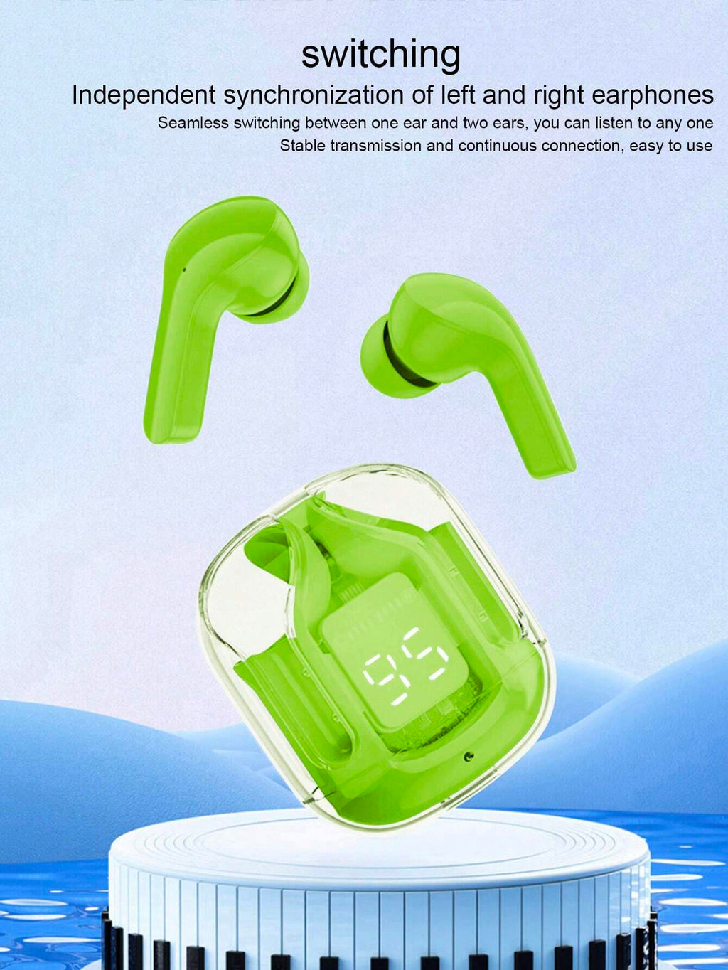 Air31 Earbuds Wireless Crystal Transparent body - Without Silicone Pouch ( random color )