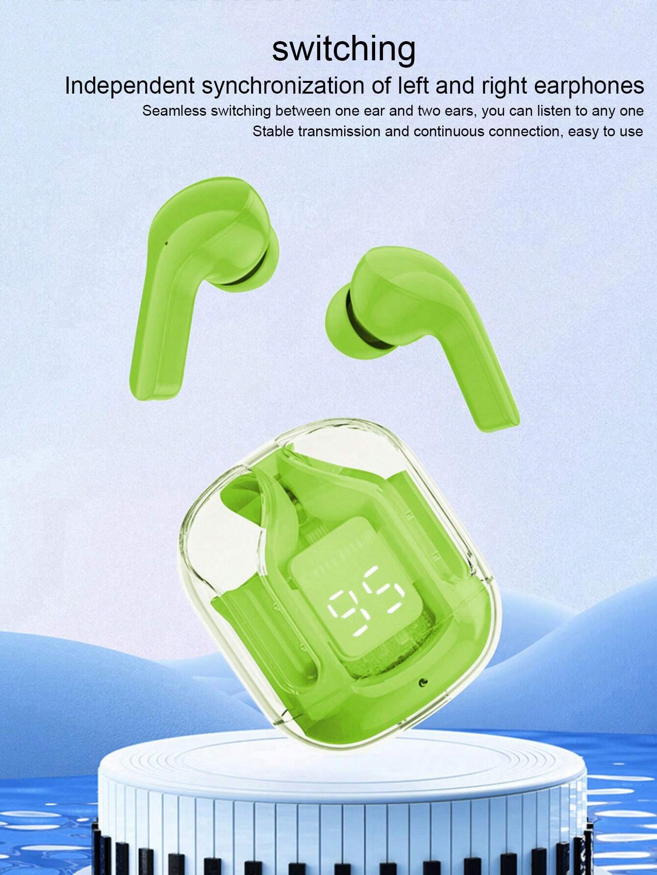Air31 Earbuds Wireless Crystal Transparent body | Air 31 Bluetooth Ear Bud - with pouch (random color)