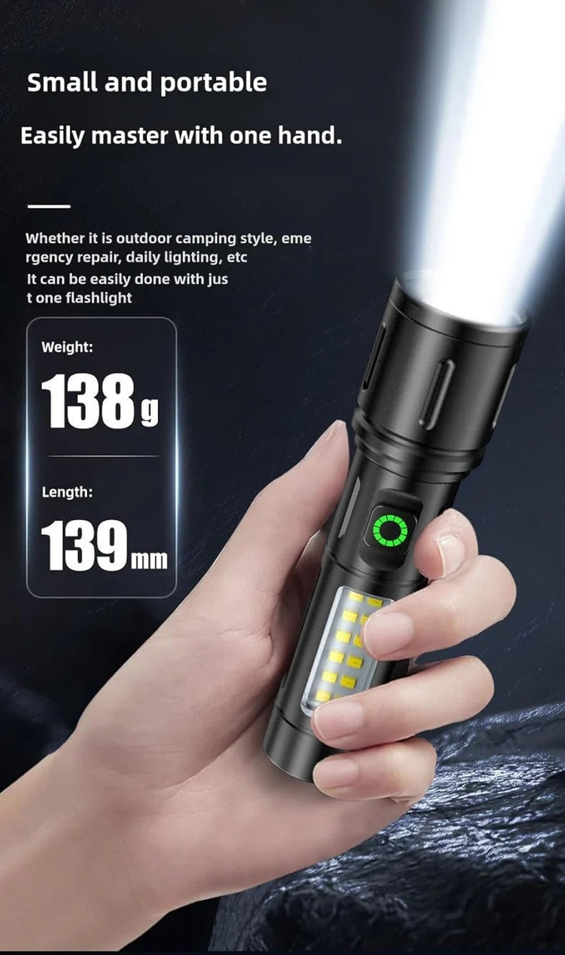 Rechargeable White Laser Super Battery Aluminum LED Flashlight, Body  Tactical,Long Battery Zoomable, Light