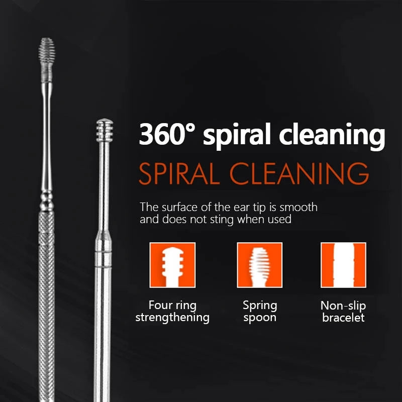 Pack off 6  Ear Pick with Storage Bag Dig Ear Wax Remover Cleaner Care Portable Travel Kit Cleaner Spoon
