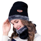 Head &amp; Neck Cap Beanies Combo - woolen winter beanie cap with neck warmer muffler for men and women