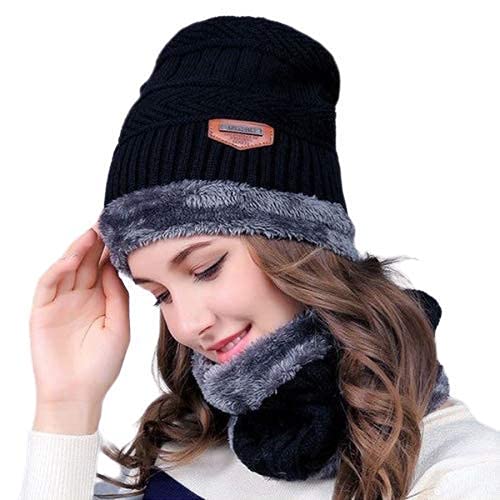 Head &amp; Neck Cap Beanies Combo - woolen winter beanie cap with neck warmer muffler for men and women