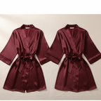 Elegant Silk Couple Gown / Robe Set – Wrap Style with Waist Belt (2 Pcs) |  DC-C008
