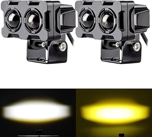 Motorcycle Robot Dual Colour LED Work &amp; Driving Lights – 5000K–6500K Two-Color External Headlights / Fog Lamp