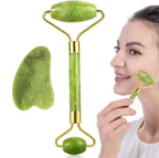 Combo Deal Of - Derma Roller 540 Titanium Needle (0.5mm) + Flawless Jade Roller With Guasha Stimulates Healthier Skin