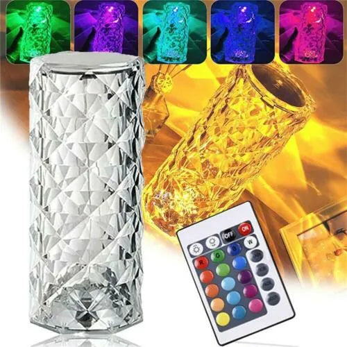 Crystal Rose Diamond Lamp – 16 Colors Changing LED Touch Lamp with Remote & USB Charging