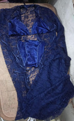 Luxurious Net Transparent Lace 4-Piece Nightwear Set – Stylish Free-Size Lounge And Sleepwear Including Gown, Bra, Panty, And Trouser