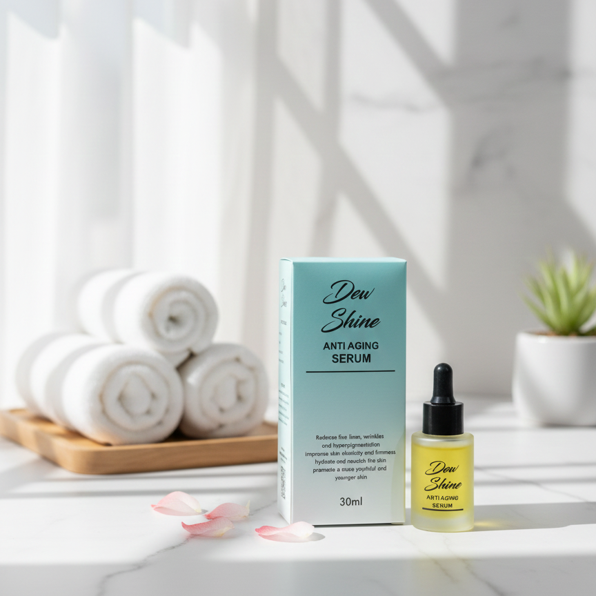 Dew Shine Anti Aging Serum Gentle Formula Reduces Fine Lines Improves Skin Elasticity Provides Radiant Glow And Smooth Texture For Daily Use - 30ml