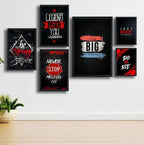 Motivational Wooden Wall Art Frame Set – 6 Pcs Inspirational Quotes | Be Strong, Think Big, Never Stop, Do or Die | Premium Quality Wooden Frames for Home & Office