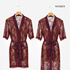 Couple Matching Romantic Robe / Gown Set – Sensual Net Nightwear for Men & Women (Pack of 2) | SKU: DC-C004