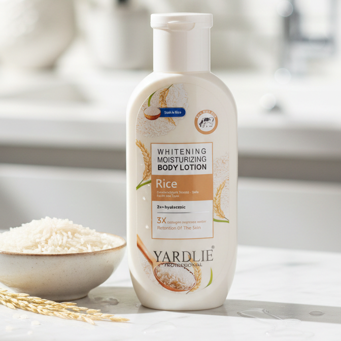 Yardlie Professional Whitening Moisturizing Body Lotion with Rice, Hyaluronic Acid, and Collagen: Intense Hydration and Brightening Care
