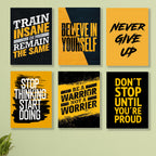 set of 6 Motivational wooden canvas frames for wall decore / sticky phototiles