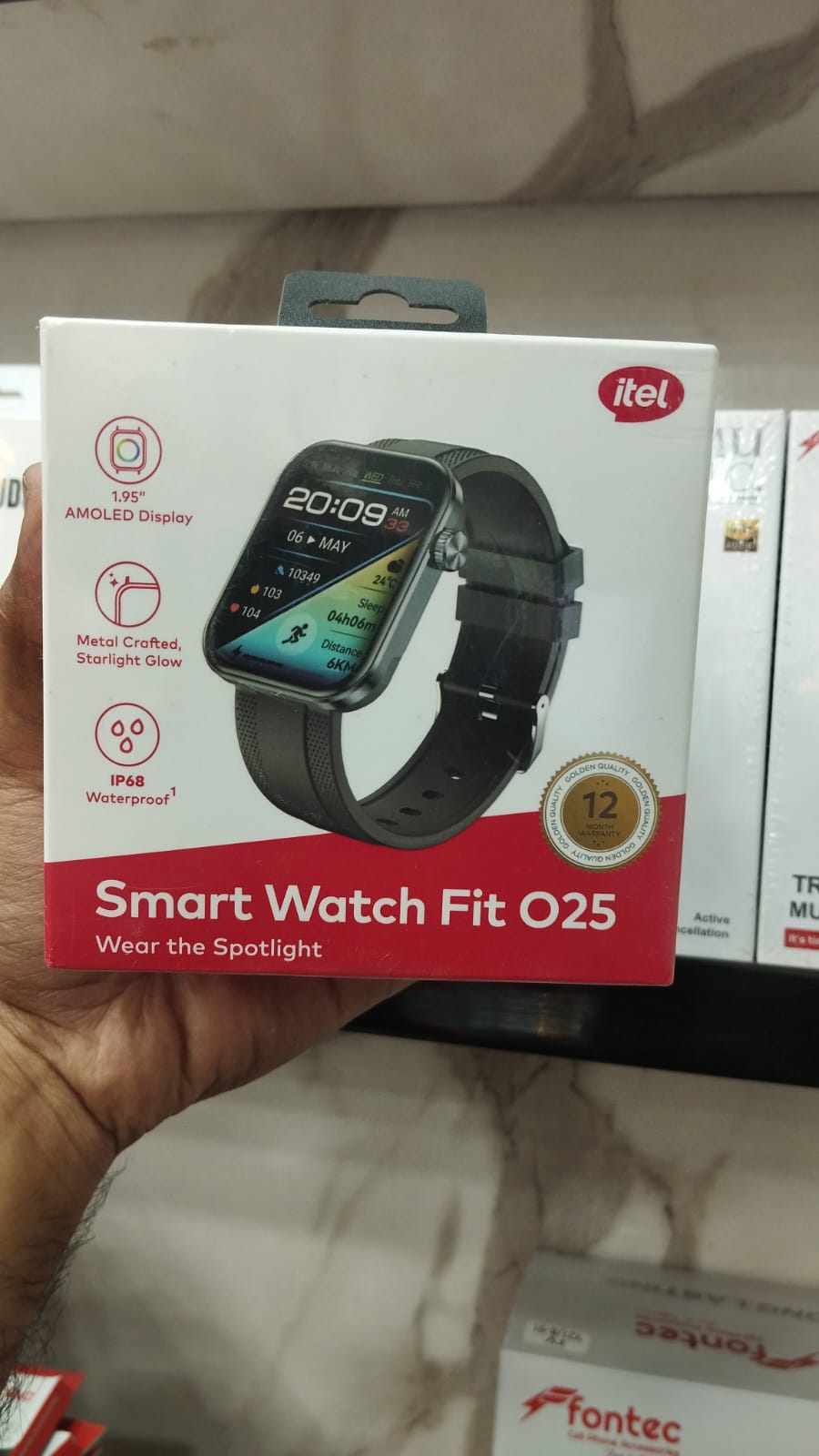 itel ISW-025 AMOLED Smart Watch Fit O25 | Bluetooth Calling | IP68 Waterproof - Random Color