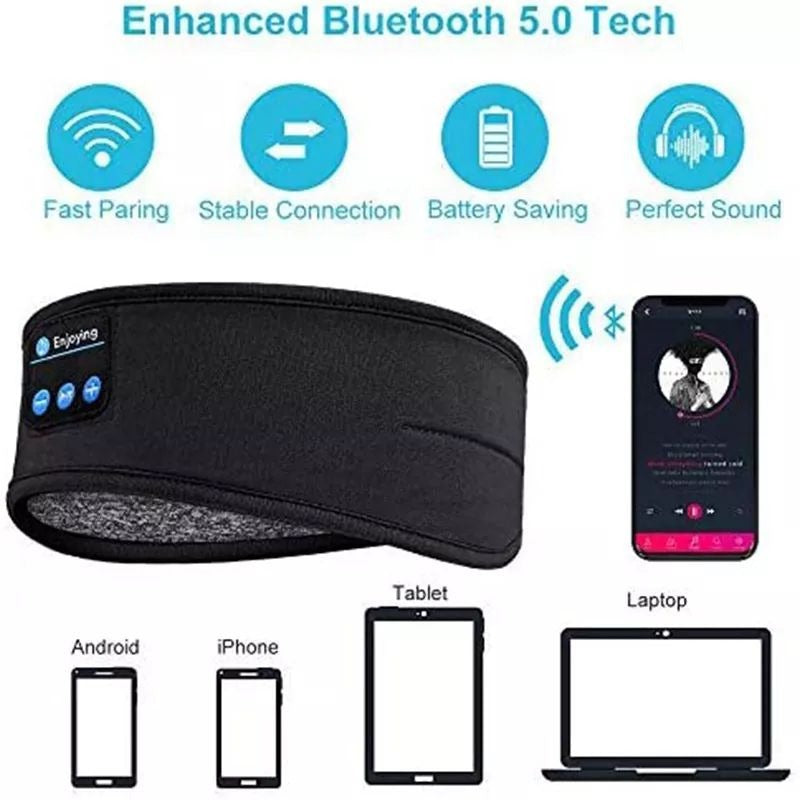 Wireless Bluetooth Music Headband With Built-In Headphones For Sports, Running, Gym, And Sleep – Comfortable Fabric Design With Hands-Free Calling