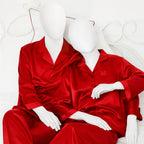 Couple Night Suit Silk Satin Pajama Set – Long Sleeve Top & Pants |  SKU: DC-C011 (4 Pcs)