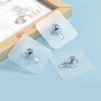 Wall Mounted Self Adhesive Transparent Screw Hooks (Pack of 10) | Strong No-Drill Hooks for Home & Bathroom Use