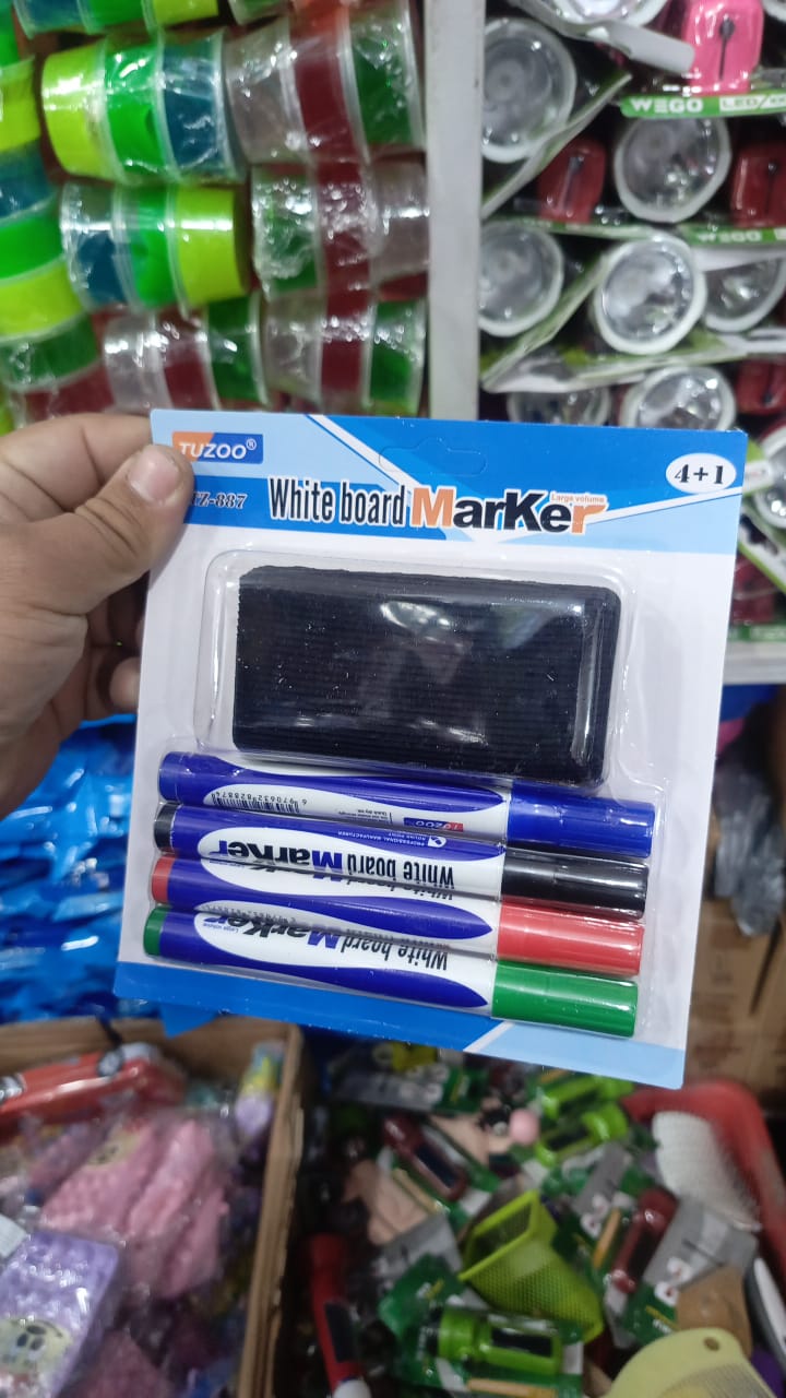 Dry Erase Whiteboard Markers Set – 4 Vibrant Colors with Duster, Refillable & Eco-Friendly, Perfect for Home, School, and Office