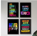 Set of 4 Motivational Wall Art Wooden Phototile Frames for Wall Decor