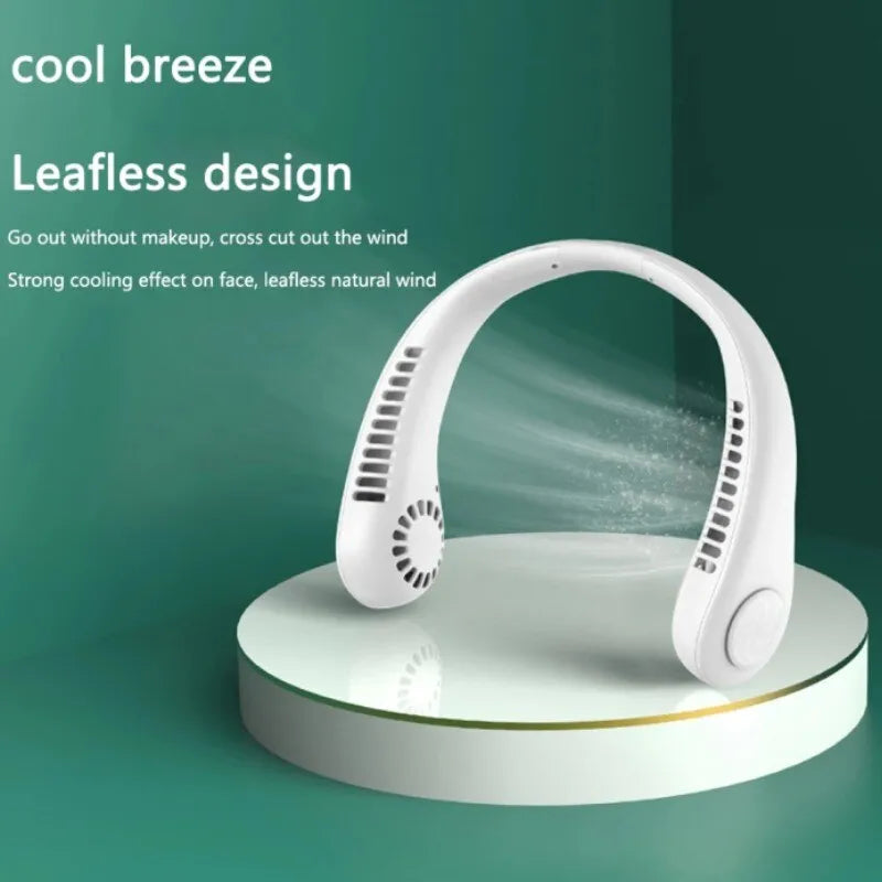 Portable Bladeless Neck Cooler – Hands-Free 360° Airflow USB Rechargeable Neck Fan for Indoor & Outdoor Use