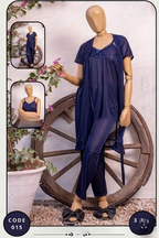 Luxury Silk 3-Piece Nightwear Set for Women – Free Size – Premium Satin Robe & Pajama Suit (SKU: R-015)