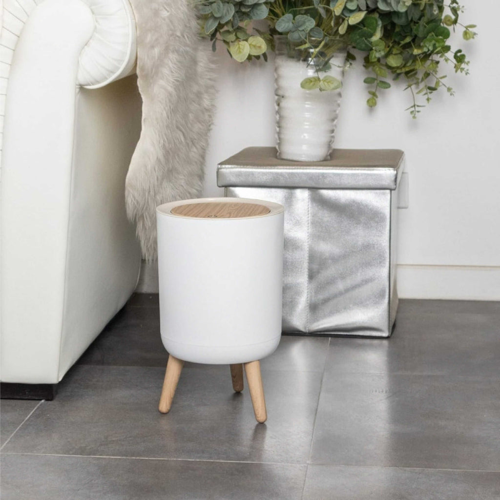 Royal's 8L Modern Nordic Trash Bin with Push Mechanism & Elevated Legs