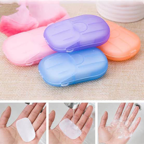 20Pcs Portable Disposable Soap Paper Sheets – Mini Travel Hand Washing Soap Papers for Outdoor, Camping & Hiking