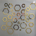 Hexagonal 2D Acrylic Wall Mirror Stickers | DIY Geometric Home Décor (24 Pcs, Mix Sizes)