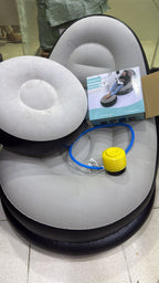 Luxury Inflatable Lounge Chair with Ottoman Modern Air Sofa Set for Living Room & Bedroom - With Air Compressor